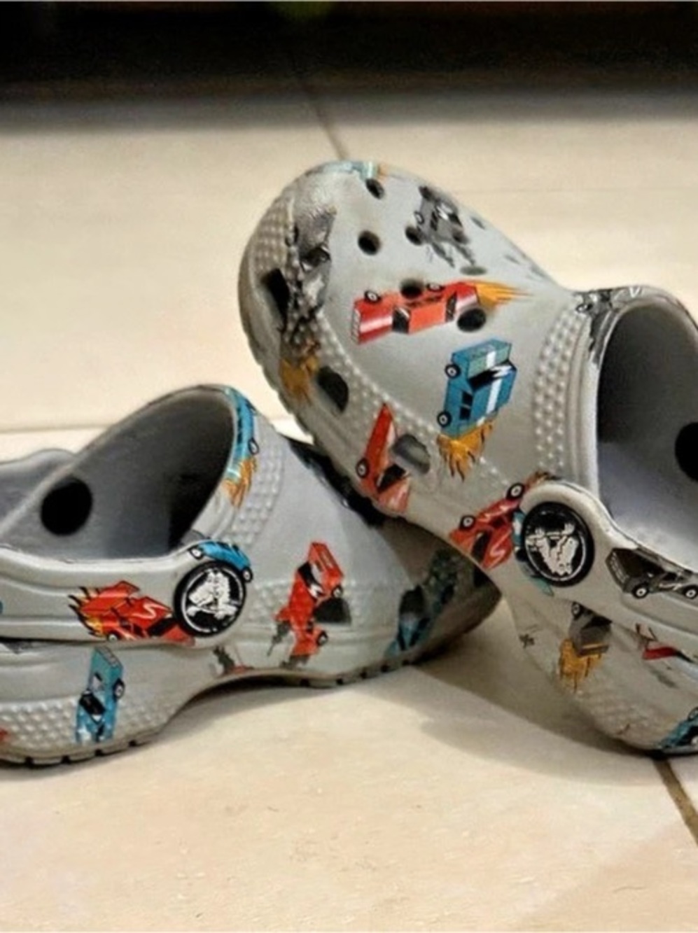 Crocs Kids Classic Hot Wheels Clog C6 Gray & Multicolor